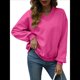 thumbnail image 1 of Sudadera de Cuello en V de Gran Tamaño para Mujer, Sudadera de de Larga, Sudadera con Capucha, Top Cómodo. Rosa Roja L, 1 of 9