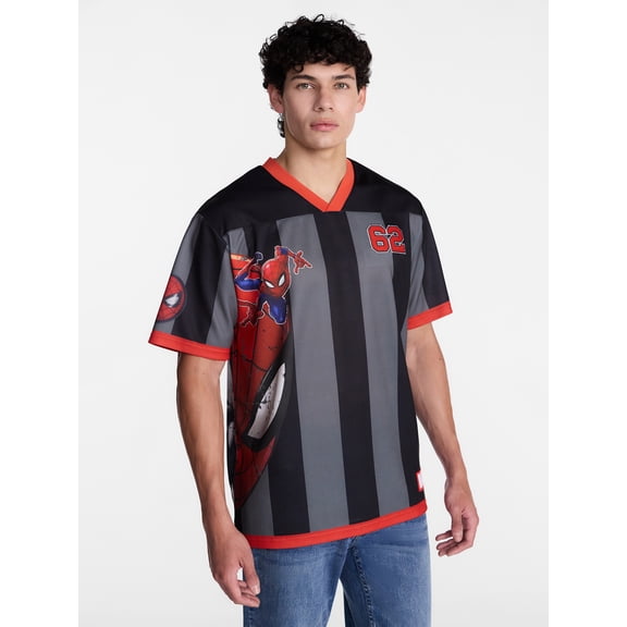 Spider-Man Men's and Big Men's Graphic Mesh Soccer Jersey, Sizes XS-5XL