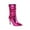 Hot Pink, variant on Lovskoo 2024 Women's Middle Mid Calf Boots Pointed Toe Chunky Heel Oversized Fall Slender High Heels Pointed Pleated Metal Pile Up Short Boots Blue