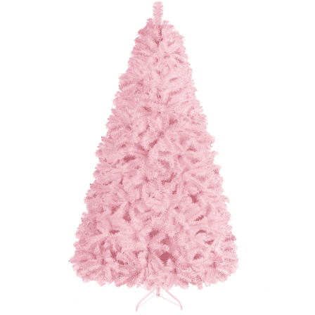 Alden Design Pink Hinged Spruce Artificial Christmas Tree, with Foldable Stand 6'