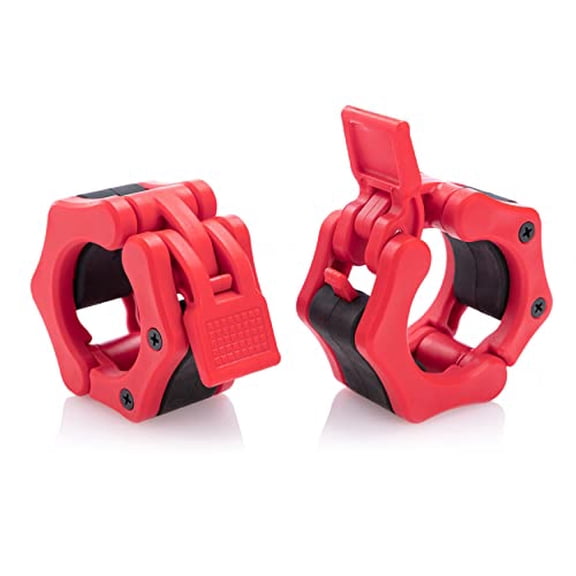 Olympic Barbell Clamps Collars Quick Release Pair Weight Clips for 2 inch Barbell RED