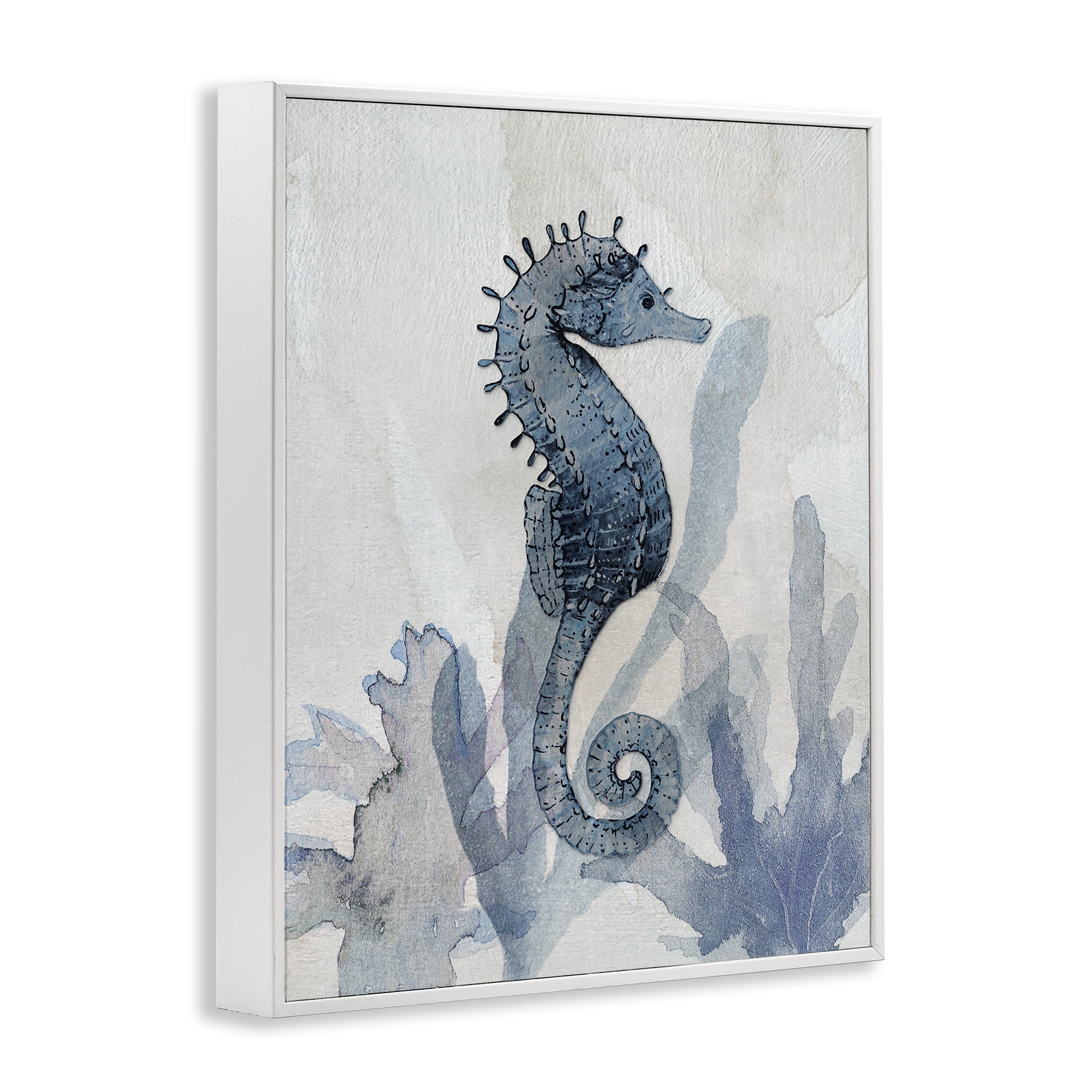 Stupell Industries Seahorse & Seaweed Impressions White Framed Giclee Art, design by Susan Jill