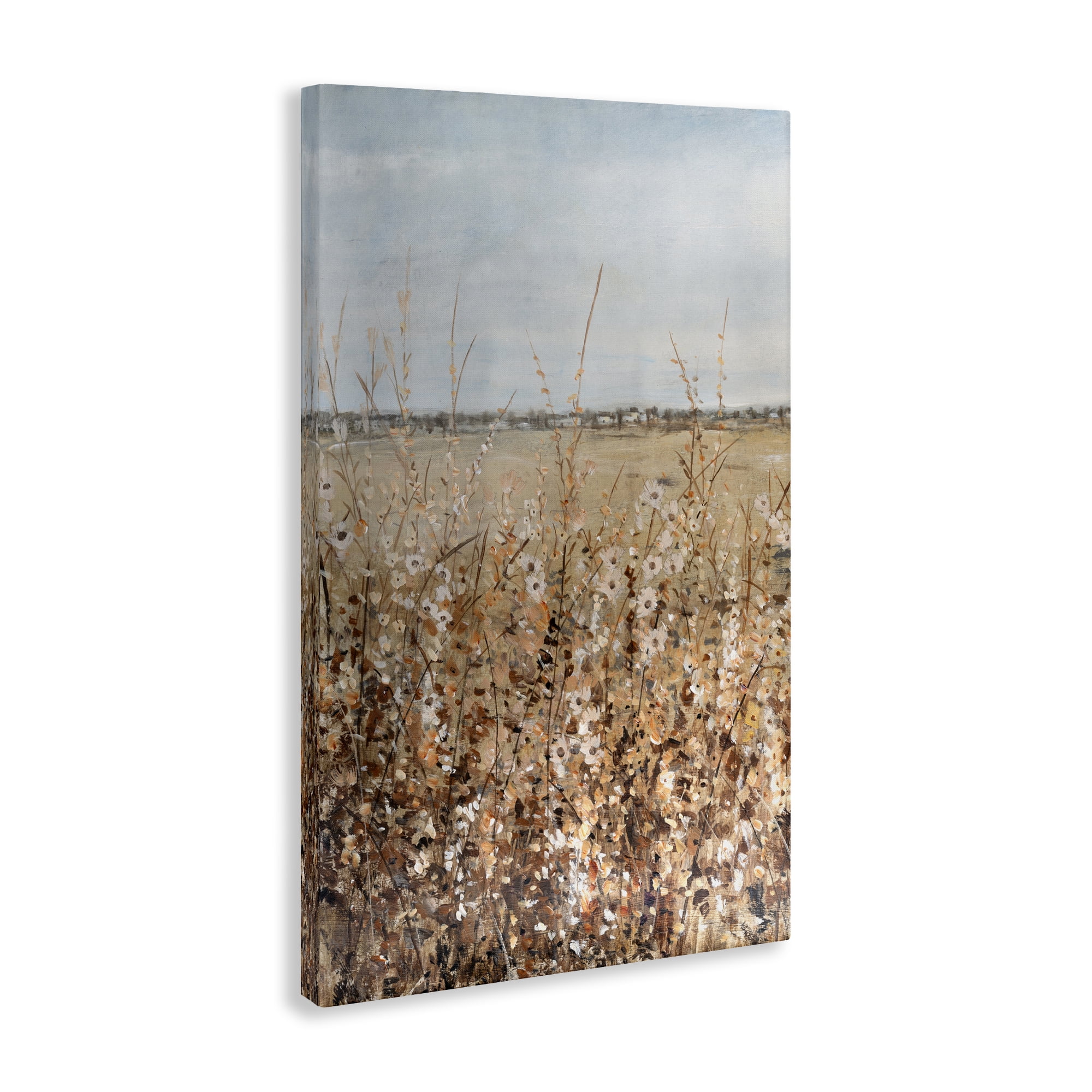 Stupell Industries Neutral Meadow Sprigs Landscape & Nature Painting Wrapped Canvas Art Print Wall Art, 16 x 24