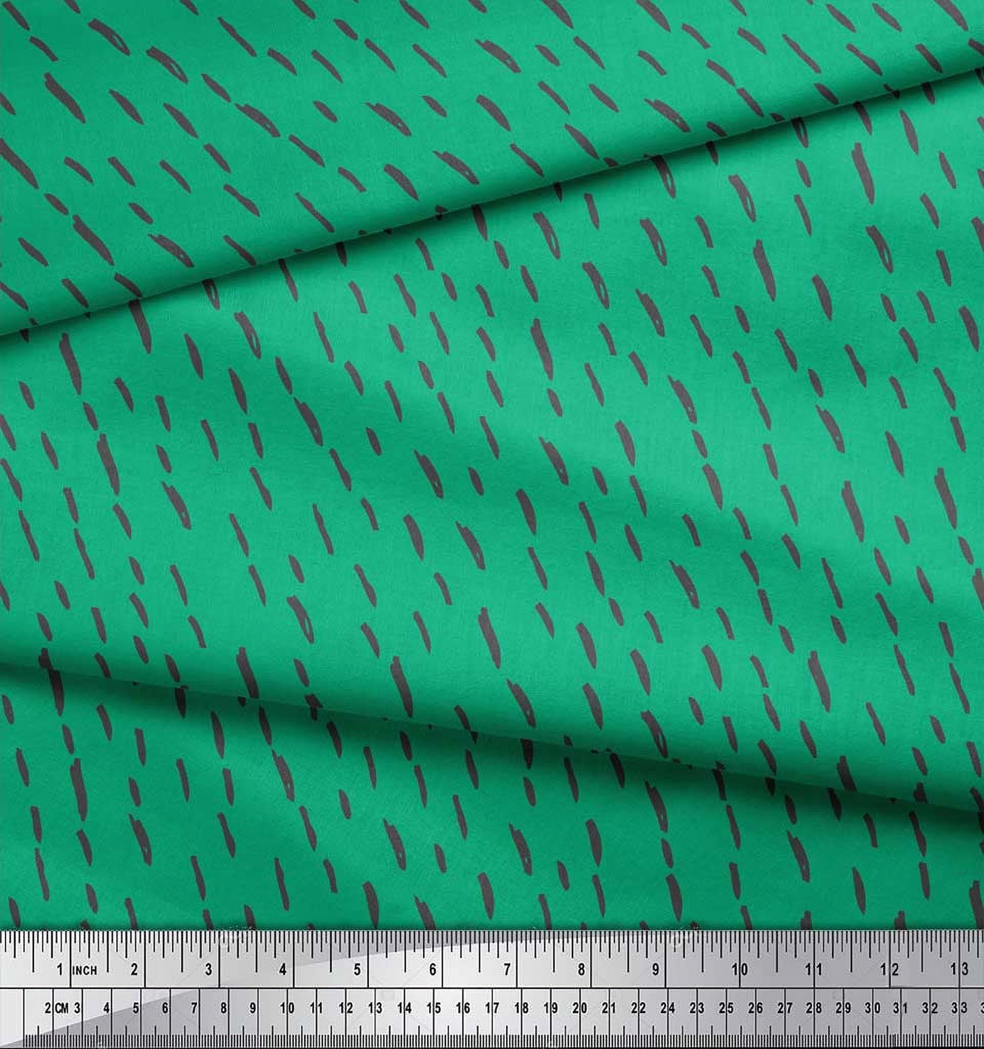 Soimoi Green Heavy Satin Fabric Brush Stroke Abstract Print Fabric by the Yard 54 Inch Wide