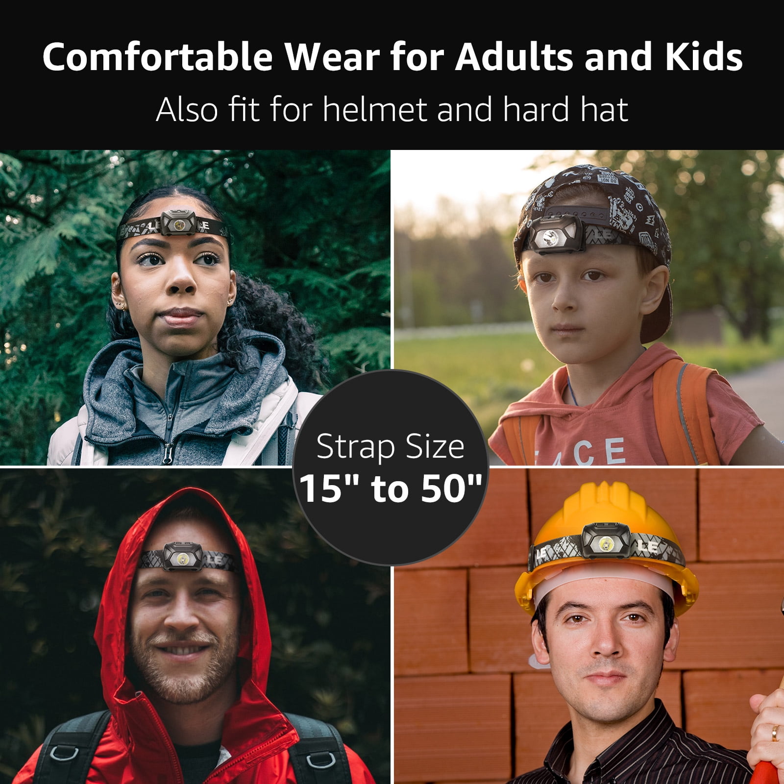 Lepro 2-Pack Battery-Powered Head lamp, 1300 Lux Super Bright with Adjustable Headband, 6 Modes including Red Light, IPX4 Waterproof Suitable for Camping and Outdoor Activities