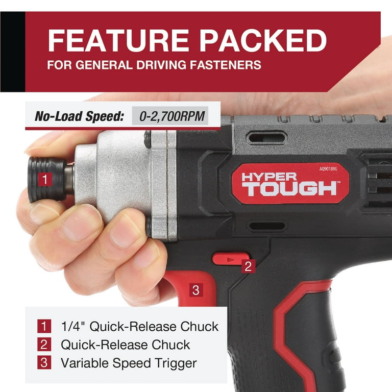 Hyper Tough 20V MAX Lithium-ion 3/8-in. Cordless Drill, 1/4-in. Impact Driver & Reciprocating Saw Combo Kit (3-Tool) with (2)1.5Ah Lithium-ion Batteries, Charger, Wood Blade, Bit Holder & LED Lights Hyper Tough 20V MAX Lithium-ion 3/8-in. Cordless Drill, 1/4-in. Impact Driver & Reciprocating Saw Combo Kit (3-Tool) with (2)1.5Ah Lithium-ion Batteries, Charger, Wood Blade, Bit Holder & LED Lights