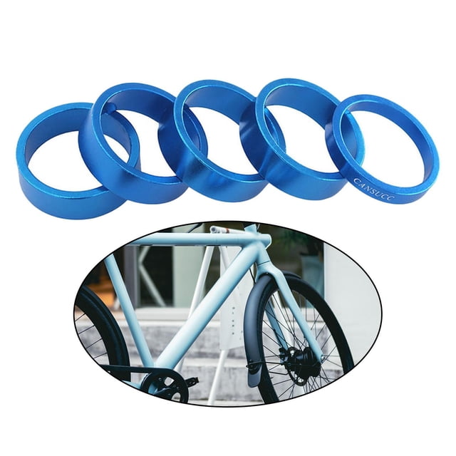 Espaciador de dirección de bicicleta, 6 espaciadores de dirección de vástago de aleación inio, horquil de vástago frontal de 0,6 mm Azul DYNWAVEMX Espaciador de dirección de bicicleta