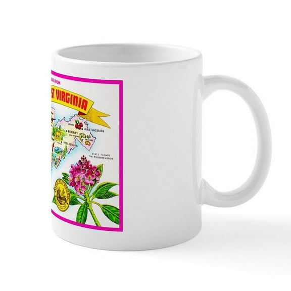 CafePress - West Virginia Map Greetings Mug - 11 oz Ceramic Mug - Novelty Coffee Tea Cup