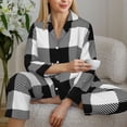 thumbnail image 4 of Goofa White And Black Plaid Printed Women’s 2 Piece Pajama Set Super,Pajamas Women's Long Sleeve Sleepwear Soft Button Down Loungewear Pjs Lounge Set Nightwear-X-Large, 4 of 9