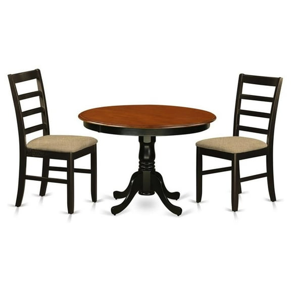 Atlin Designs 3-piece Dining Set with Fabric Seat in Black/Cherry