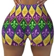 thumbnail image 2 of Haiem Mardi Gras4 No Front Seam Biker Shorts for Women Yoga Workout Gym Bike Shorts with Tummy Control Moisture-Wicking-Small, 2 of 9
