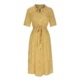 thumbnail image 4 of Abcnature Womens Maxi Dress, Women Bohemian Print Short Sleeve Button Bage Knee Length Dress, Plus Size Summer Casual Beach Party Long Dress Yellow XL, 4 of 4