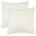 thumbnail image 2 of REGALWOVEN 2 Pcs Solid Corduroy Square Throw Pillow Covers, Boho Decorative Pillow Covers with Pom-poms White 18' x 18', 2 of 6