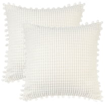 Unique Bargains Solid Neutral Square Throw Boho Decorative Pillow Covers Set of 2 for Home White 18" x 18"