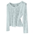 thumbnail image 2 of Nmnitkp Women's Floral Lace Sheer Cardigan, Lightweight Long Sleeve Button Down Shrug for Spring Summer Layering, Beach Cover Up & Daily Casual Wear Light Blue,4XL, 2 of 9