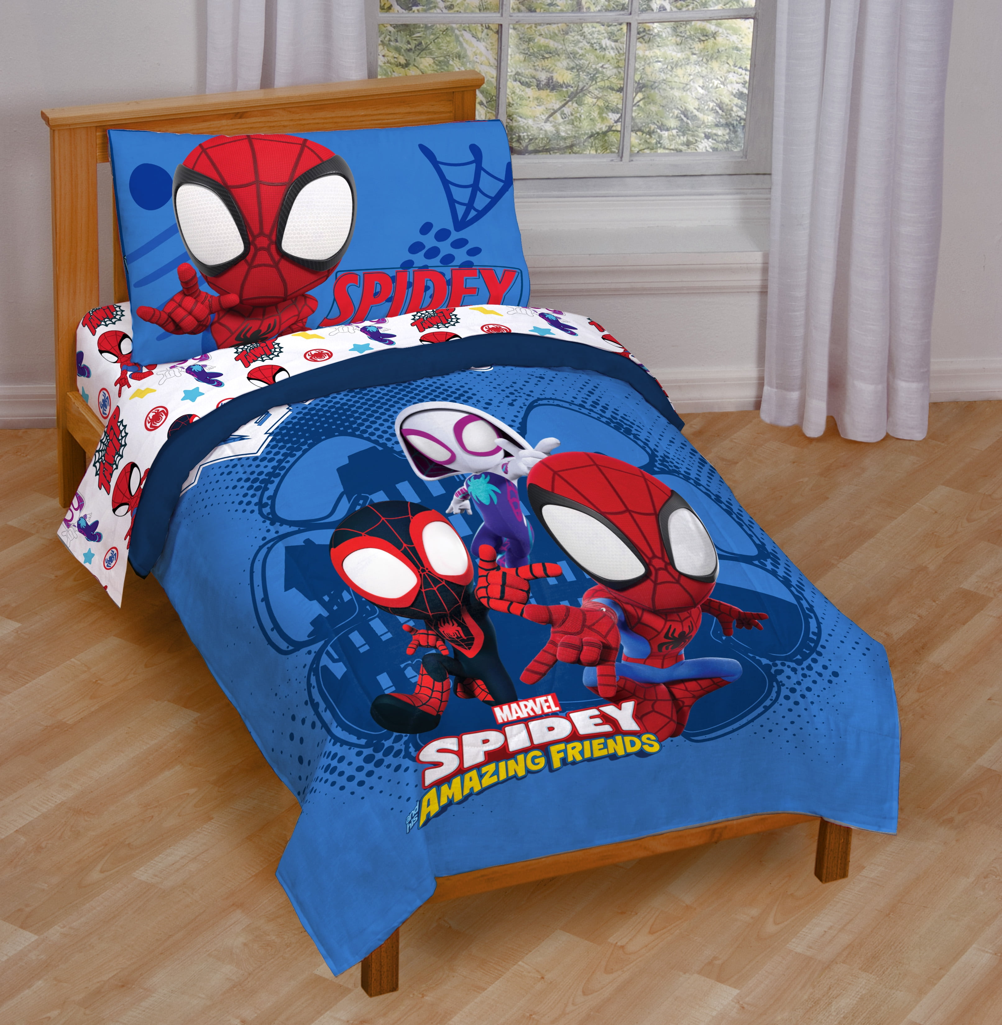 NEW MARVEL THE AMAZING SPIDERMAN 9 PC FULL BED SET PILLOW WINDOW PANELS DECALS 