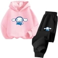 thumbnail image 4 of Conjunto de sudadera con capucha Cinnamoroll con dibujos animados para niños y niñas de 3 a 14 años, sudadera informal de calle kawaii, traje de camión deportivo para exteriores para niños, 4 of 5