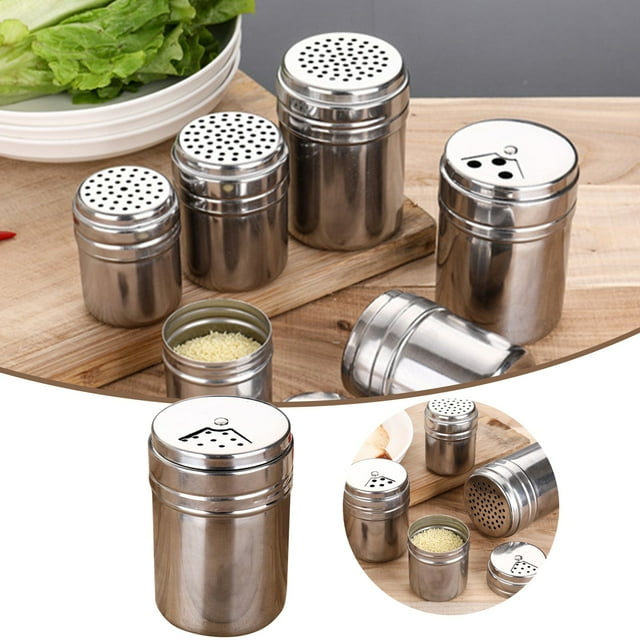 Storage Containers Kitchen Stainless Steel Shaker Set with Adjustable Pour Holes for Pepper and Durable Dredge Pourer Organizer