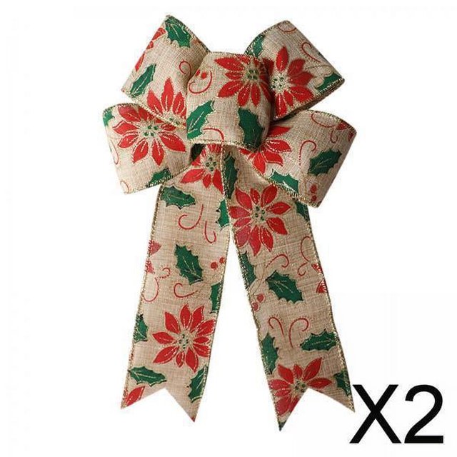 2x Lazo de Corona de Navidad, Adorno Lazo Decorativo Decoraciones de Navidad Lazo de Navidad Grande para Puerta de Entrada, Festiva, L Exterior, Hogar 2 piezas