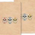 thumbnail image 2 of Linum Home Textiles Skulls - Embroidered Luxury Turkish Cotton Hand Towels, Sand Beige (2 Piece), 2 of 2