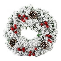 Front Door Christmas Wreath with Snowflakes, Frosted Pinecones, for Home Wall, Window, Staircase, Door Décor, Outdoor Winter Home Decorations