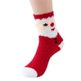 thumbnail image 1 of Chaussettes Rouges Femme Aînée Chaussettes en Peluche pour Dormir Chaussettes Maison en Velours Corail Chaussettes de Noël, 1 of 3