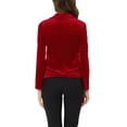 thumbnail image 3 of INSPIRE CHIC Women's Vintage Velvet Blazer Notched Lapel Button Front Wear-to-Work Jacket L Red, 3 of 6