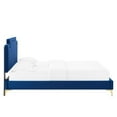 thumbnail image 4 of Platform Bed Frame, King, Blue Navy, Velvet, Mid Century French Bedroom, Modern Contemporary Boutique HB35452, 4 of 12