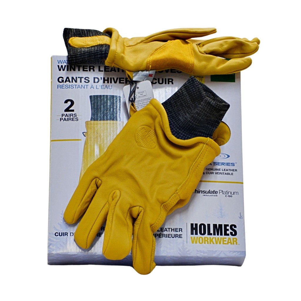 Holmes Workwear Water-Resist pk Winter Leather Gloves Yellow