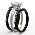 thumbnail image 4 of Two-Tone IP Black Stainless Steel Ring with AAA Grade CZ in Clear for Women Clear Stone Color Style TK1344 Size 11, 4 of 4