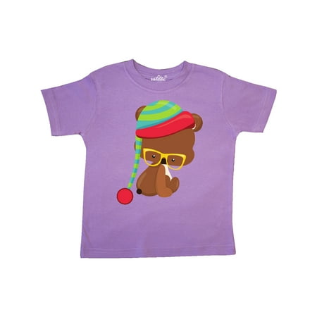 

Inktastic Hipster Bear Bear With Glasses Hat Brown Bear Gift Toddler Boy or Toddler Girl T-Shirt