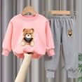 thumbnail image 3 of Afuyipoi Kids Cute Teddy Bear Graphic Sweatshirt and Matching Joggers Outfit Set 100% Cotton 0-7Y Pink Size 2T, 3 of 4