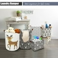thumbnail image 5 of 15" Waterproof Foldable Laundry Hamper - Rectangular Cotton Linen Laundry Basket with Handles, Dirty Clothes Basket, Canvas Organizer Basket /Toy Bins for Family, School, Car (Multiple Gray Elephant), 5 of 6