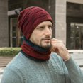 thumbnail image 4 of YAOBAMM Windproof Warm Hat Men Winter Hat Scarf Set Knitted Solid Color Plush Warm Windproof Neck Ear Protection Outdoor, 4 of 7