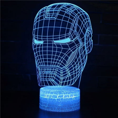 Superhero 3D Night Light, LED 7 Colors Changing Illusion Lamp USB Powered Touch Switch with Crack Base Bedside Decor Lamp for Boys Kids Gifts