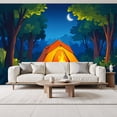 thumbnail image 2 of Wallpaper Forest Scene Bonfire Party Camping Photography Peel and Stick Wall Murals 69"H x 96"W Removable PVC Wall Paper Self-Adhesive Wall Paintings Art Decor for Bedroom Living Room, 2 of 7
