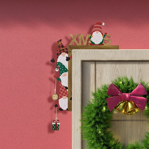 Xmarks Christmas Door Frame Decorations Wooden Gnome Santa Claus Door Decor for Xmas Home Doors Walls Party DIY Craft