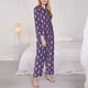 thumbnail image 3 of Balery leaf flower Skull colorful Conjunto de Pijama con Estampado para Mujer, Conjunto de Dos Piezas con Manga Larga, Ropa de Dormir Suave con Bolsillos, Pijamas Cómodos-Large, 3 of 7