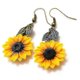 thumbnail image 3 of Pendientes colgantes de girasol Yashi flores amarillas joyas de boda, 3 of 4