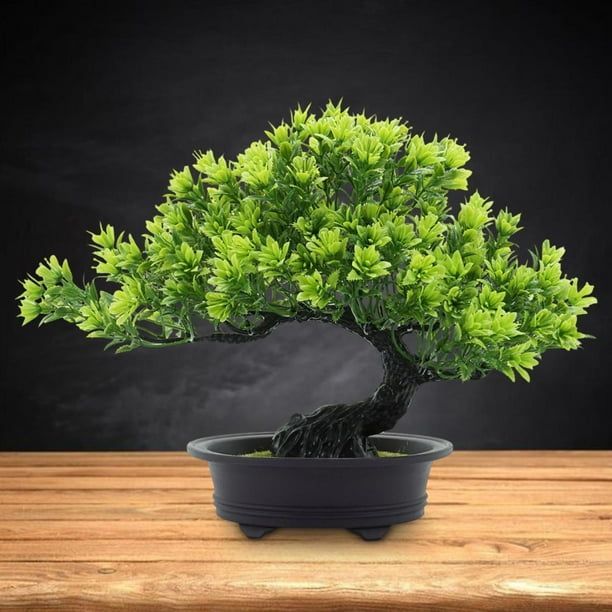 bonsái artificial, bonsái falso con macetas, plantas pequeñas falsas, decoración, plantas artificiales para oficina, patio, exhibición de Verde