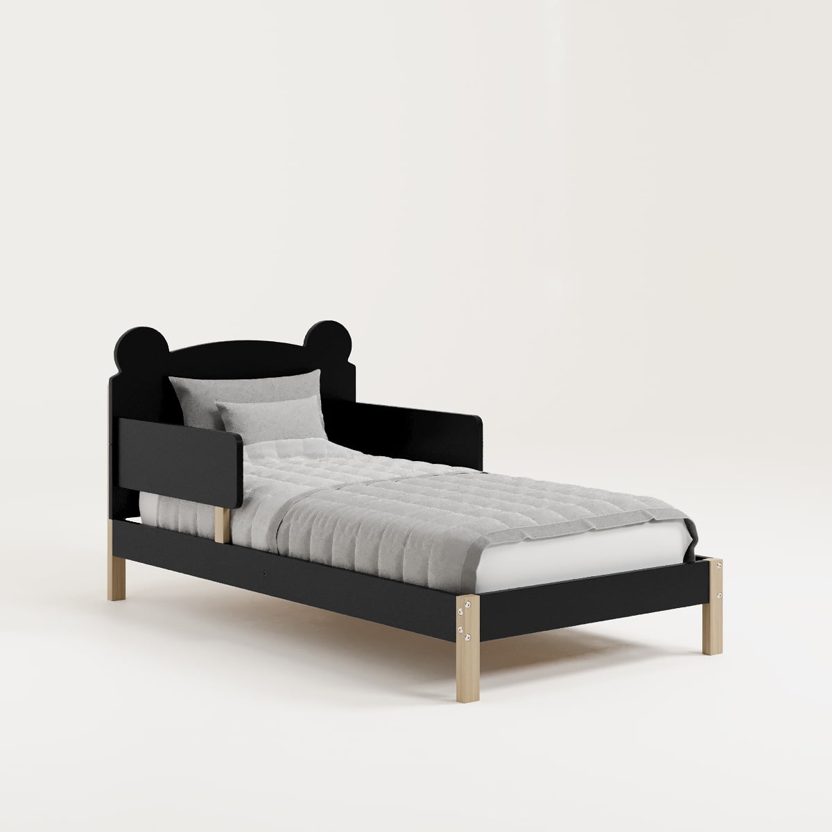 Storkcraft Teddy Bear Toddler Bed, Black with Driftwood