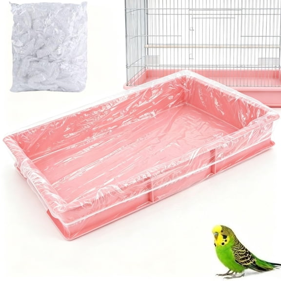 Bird Cage Liner 50 Pcs Disposable Clear Bags for Parakeets Budgies 27 × 19 Inch