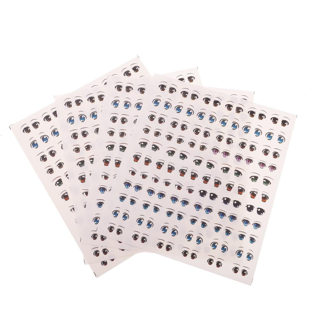 Milageto 5x 5 Sets Cartoon Eyes Stickers Origami Scrapbooking for Doll Clay Craft Making