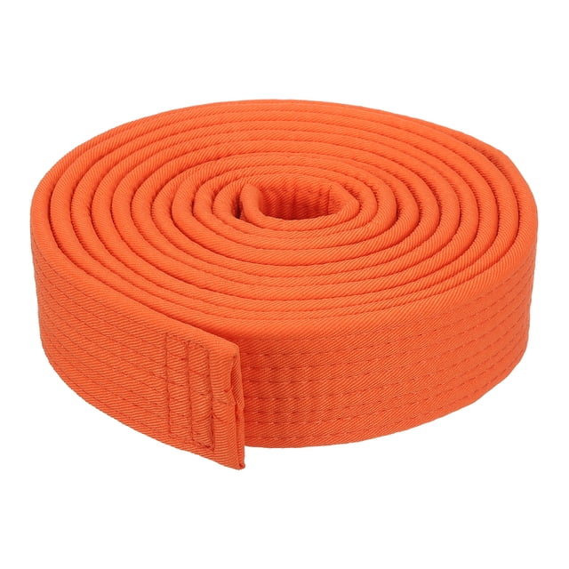 Cinturón de clasificación de taekwondo Uxcell, cinturón de artes marciales de poliéster judo karate para prácticas de enseñanza de entrenadores naranja 9.8 pies