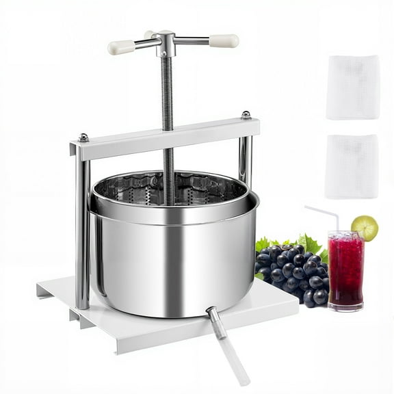 KFFKFF 3.17 Gal/12L Fruit Wine Press Stainless Steel Basket Wine Making Press Cider Apple Grape Crusher Juice Maker Tool
