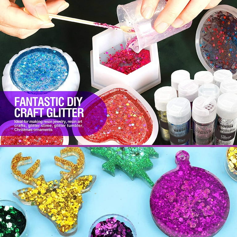 HEMOER Holographic Chunky Glitter, 12 Colors Sparkle Sequins