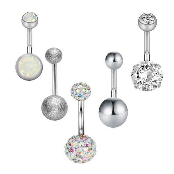 KLKCMS 5 Sets Zircon Body Piercing Jewelry Fit For Navel Eyebrow Tragus s Gifts