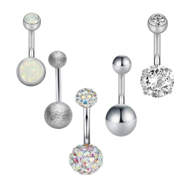 5 piercings de circonita para el ombligo y la ceja, regalos para mujeres y niñas. Plata