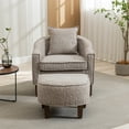thumbnail image 3 of Accent Chair with Ottoman, Modern Upholstered Barrel Chair with Thick Cushion and Backrest, Mid Century Round Armchair with Footrest, Single Sofa Chair for Bedroom Living Room Apartment,Leopard Gray, 3 of 7
