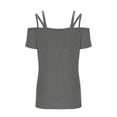 thumbnail image 4 of Summer Saving Wycnly Womens Tops Dressy Casual Going out Sexy off Shoulder Strap Keyhole Tunic Tees Shirts Summer Short Sleeve Round Neck Tops Solid Blouse Gray s, 4 of 7